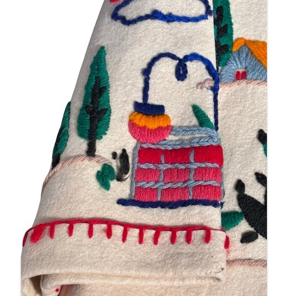 Vintage Hand Embroidered Folk Art Wool Tourist Jacket Mexican Scene Colorful - Picture 16 of 16